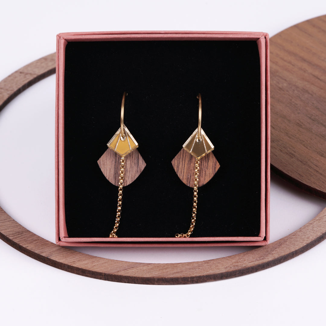 Oorbel Belinda - Noten hout